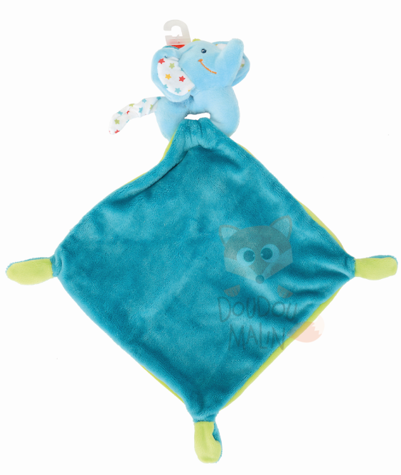  happy circus baby comforter elephant blue green star 